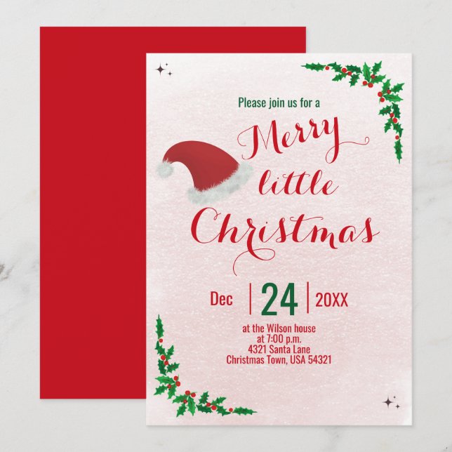 Merry Little Christmas Party Invitation (Front/Back)