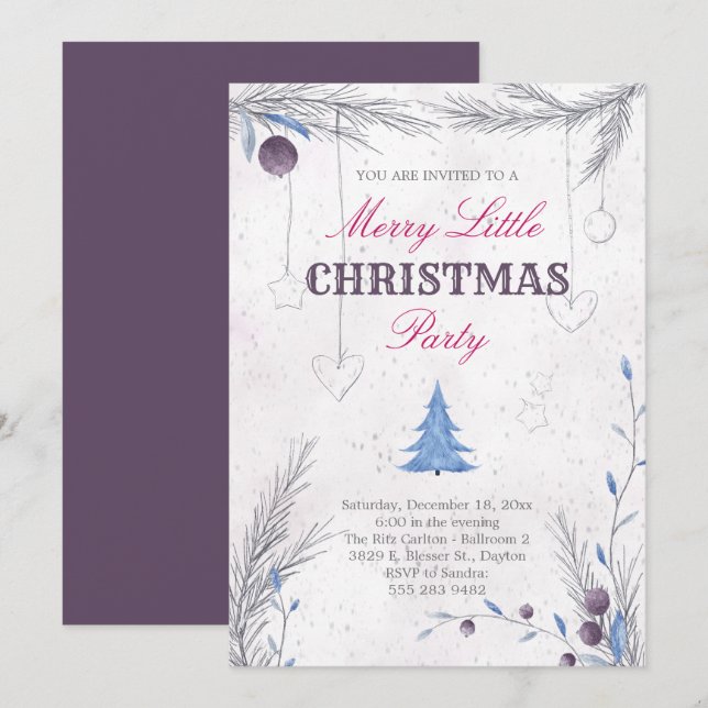 Merry Little Christmas Party Invitation (Front/Back)