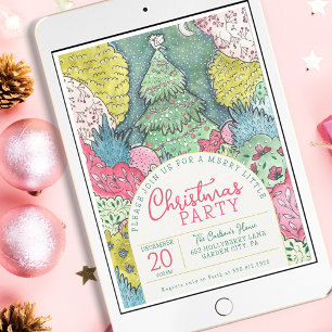 Merry Little Christmas Party Watercolor Invitation