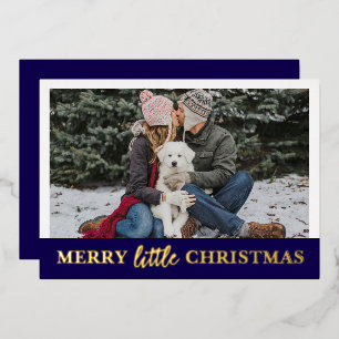 Merry Little Christmas Personalised Photo and Text Foil Holiday Card