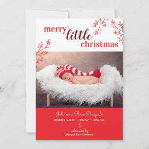 Merry Little Christmas Photo Birth Announcement