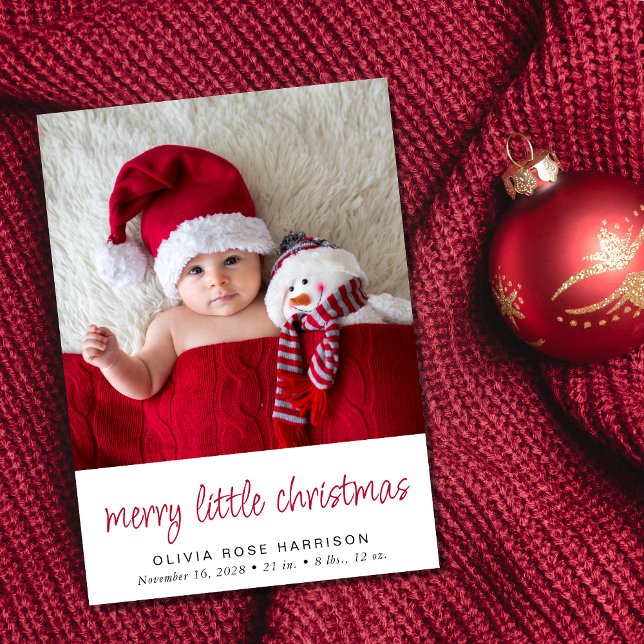 Merry Little Christmas Photo Birth Announcement (A fun and unique way to introduce family and friends to your  baby this holiday season)