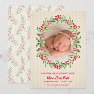 Merry Little Christmas Photo Birth Announcements