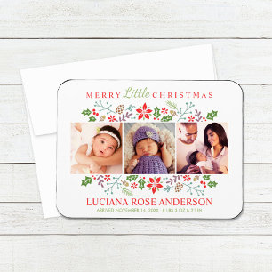 Merry Little Christmas Photo Birth Magnet