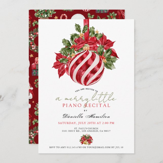 Merry Little Christmas Piano Recital Invitation (Front/Back)