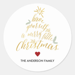 Merry Little Christmas round sticker