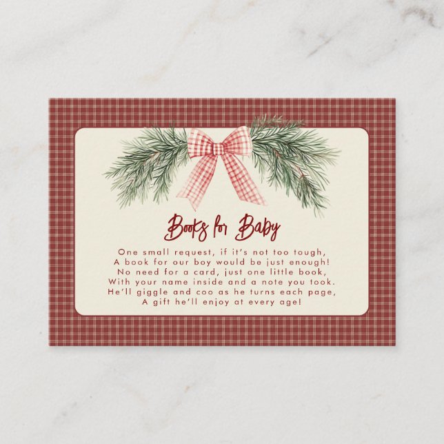 Merry Little Christmas Rustic Baby Shower  Enclosure Card (Front)