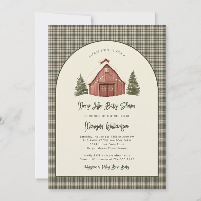 Merry Little Christmas Rustic Baby Shower   Invitation (Front)
