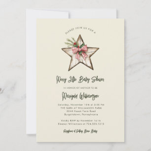 Merry Little Christmas Rustic Baby Shower  Invitation