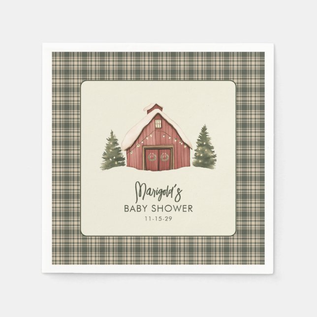 Merry Little Christmas Rustic Baby Shower Napkin (Front)