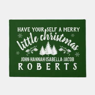 Merry Little Christmas Rustic Pine Custom Forest Doormat