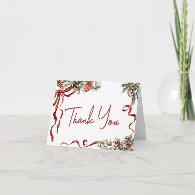 Merry Little Christmas Santa Baby Shower Thank You Card (Front)