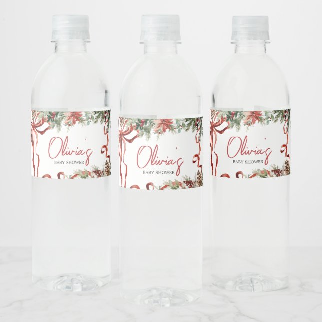 Merry Little Christmas Santa Baby Shower Water Bottle Label (Bottles)