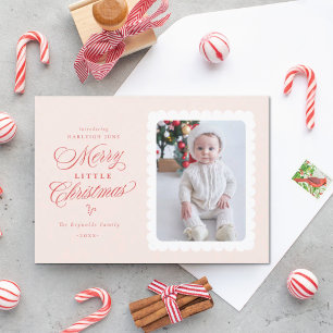 Merry Little Christmas Scallop First Christmas Holiday Card