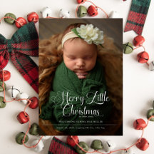 Merry Little Christmas Script Baby Photo Birth