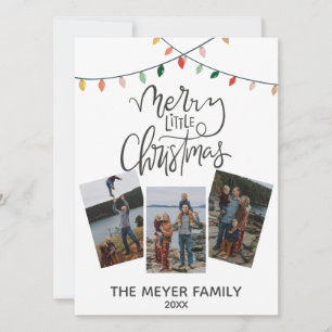 Merry Little Christmas Scritpt Christmas Lights Holiday Card