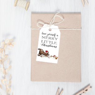 Merry Little Christmas Sleigh Santa Hat Christmas Gift Tags