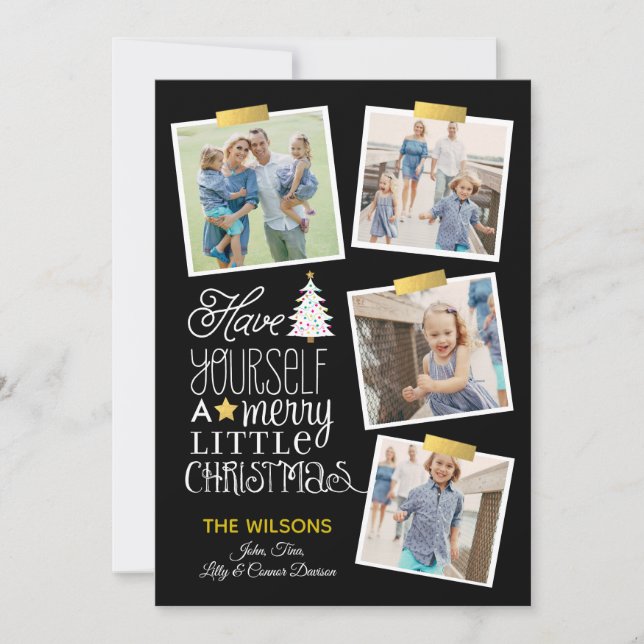 Merry Little Christmas Snapshots - EDITABLE COLORS Holiday Card (Front)