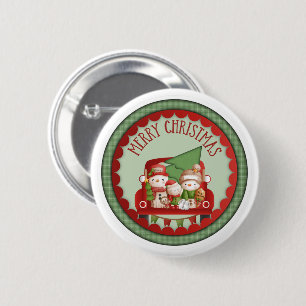 Merry Little Christmas Snow Family 6 Cm Round Badge
