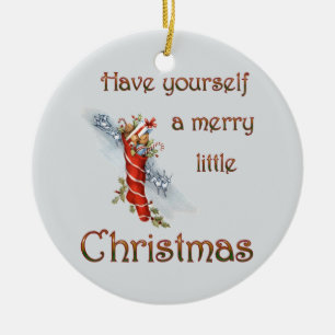 Merry Little Christmas Stocking Ceramic Tree Decoration