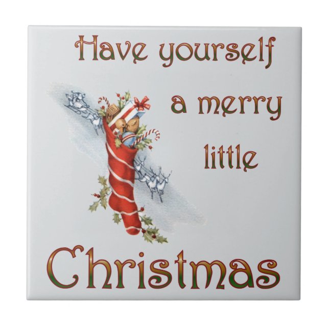 Merry Little Christmas Stocking Tile (Front)
