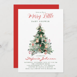 Merry Little Christmas tree Baby Shower Invitation