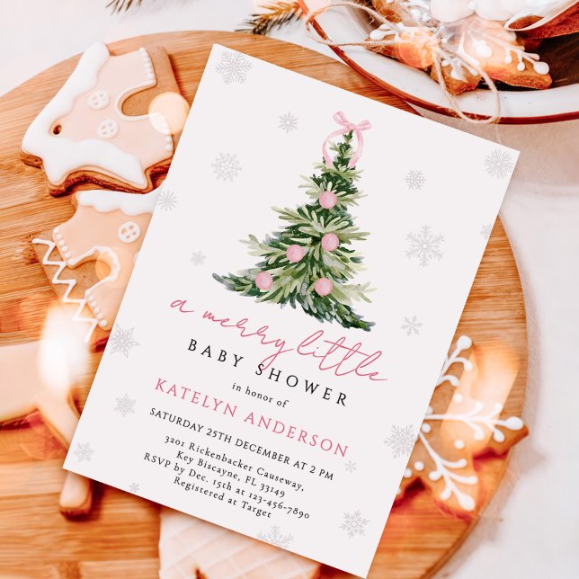 Merry Little Christmas Tree Baby Shower Invitation (Creator Uploaded)
