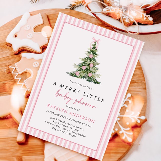Merry Little Christmas Tree Baby Shower  Invitation (Creator Uploaded)