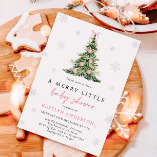 Merry Little Christmas Tree Baby Shower  Invitation