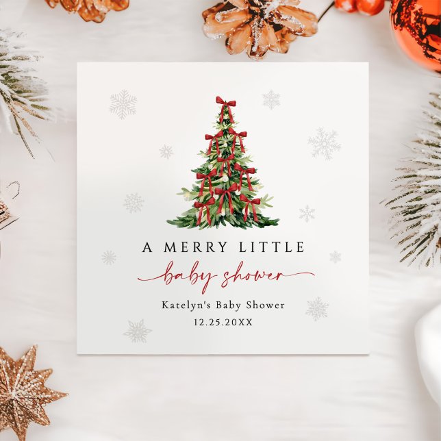 Merry Little Christmas Tree Baby Shower Napkin (Creator Uploaded)