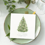 Merry Little Christmas Tree Baby Shower Napkin<br><div class="desc">This gender-neutral "Merry little Baby Shower" Christmas holiday baby shower paper napkin features a Christmas tree in watercolor. Personalise it for your needs. You can find matching products at my store.</div>