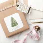Merry Little Christmas Tree Baby Shower Square Sticker<br><div class="desc">This gender-neutral "Merry little Baby Shower" Christmas holiday baby shower sticker features a Christmas tree in watercolor. Personalise it for your needs. You can find matching products at my store.</div>