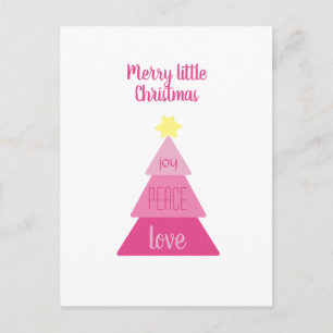 Merry Little Christmas Tree Hot Pink Cute Simple Postcard