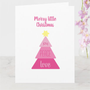 Merry Little Christmas Tree Hot Pink Simple Cute Card
