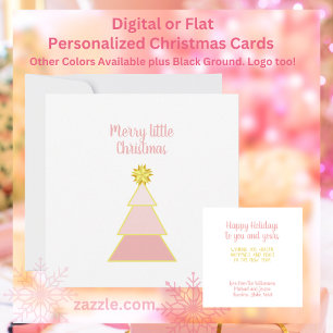 Merry Little Christmas Tree Pink Modern Minimalist Card
