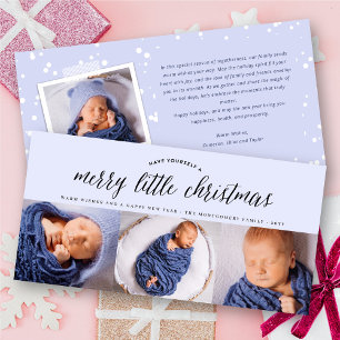 Merry Little Christmas Typography Modern 3 Photo  Holiday Card