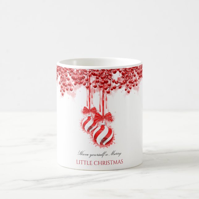 Merry Little Christmas Watercolor Splash Coffee Mug (Center)