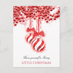 Merry Little Christmas Watercolor Splash Postcard