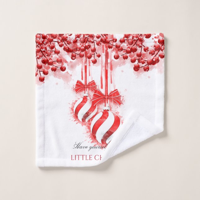 Merry Little Christmas Watercolor Splash Wash Cloth (Wash Cloth)