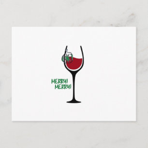 Merry Little Christmas Wine Glass Postcard (green)