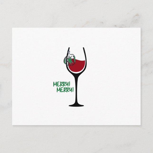 Merry Little Christmas Wine Glass Postcard (green) (Front)