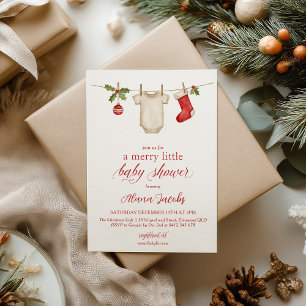 Merry Little Christmas Winter Baby Shower Invitation