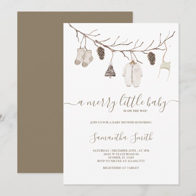 Merry Little Christmas Winter Baby Shower Invitation (Front/Back)