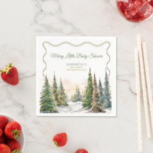 Merry Little Christmas Winter Baby Shower  Napkin