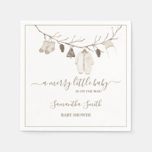 Merry Little Christmas Winter Baby Shower Napkin