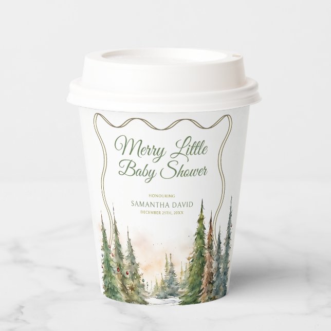 Merry Little Christmas Winter Baby Shower  Paper Cups (Front)