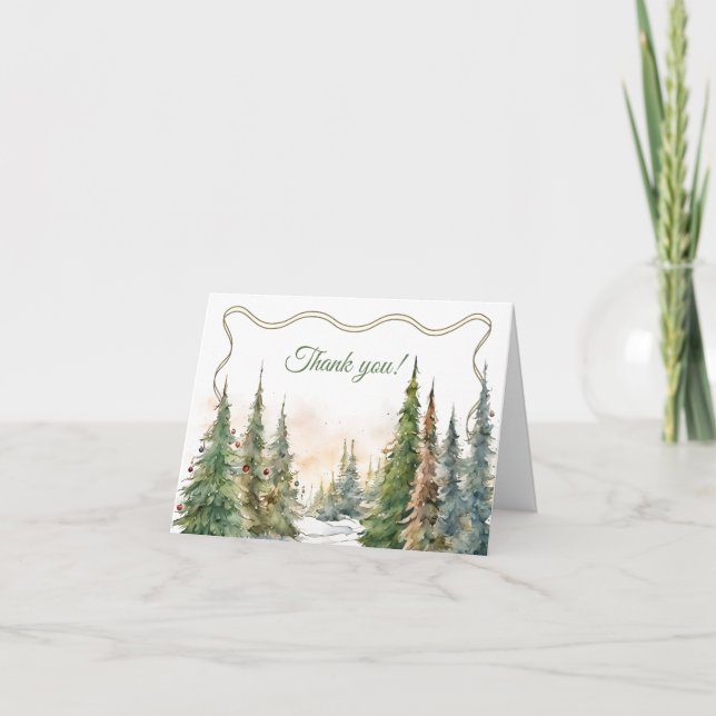 Merry Little Christmas Winter Baby Shower  Thank You Card (Front)