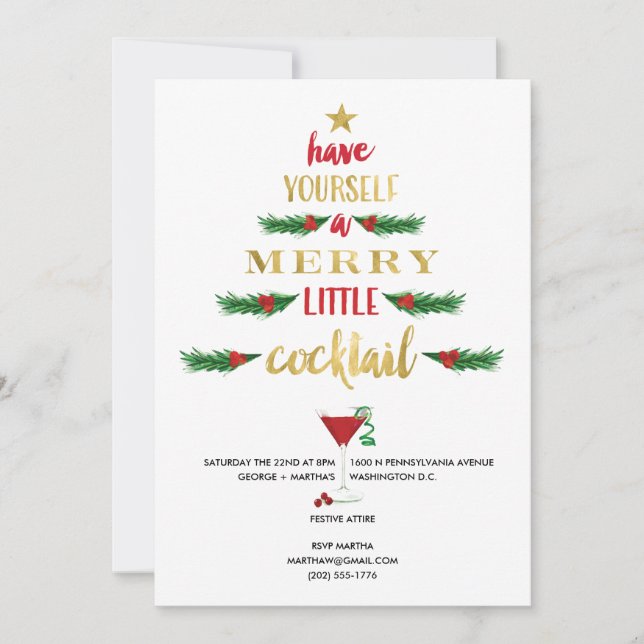 Merry Little Cocktail Christmas Party Invitation (Front)
