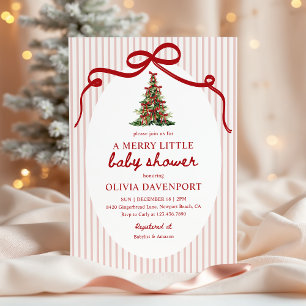 Merry Little Coquette Christmas Tree Baby Shower Invitation
