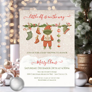 Merry little Elf Christmas Baby Shower Invitation